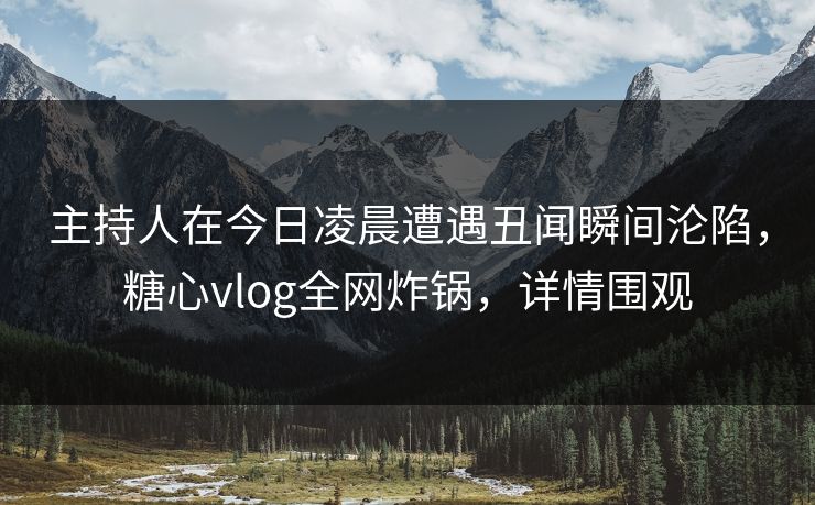 主持人在今日凌晨遭遇丑闻瞬间沦陷，糖心vlog全网炸锅，详情围观