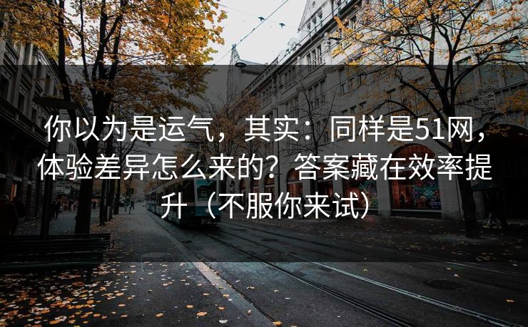 你以为是运气，其实：同样是51网，体验差异怎么来的？答案藏在效率提升（不服你来试）
